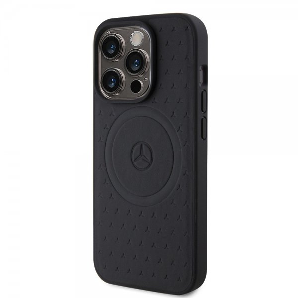 Mercedes Benz iPhone 15 Pro Kuori Star Pattern MagSafe Musta