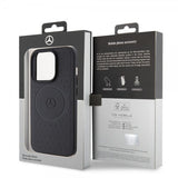 Mercedes Benz iPhone 15 Pro Kuori Star Pattern MagSafe Musta