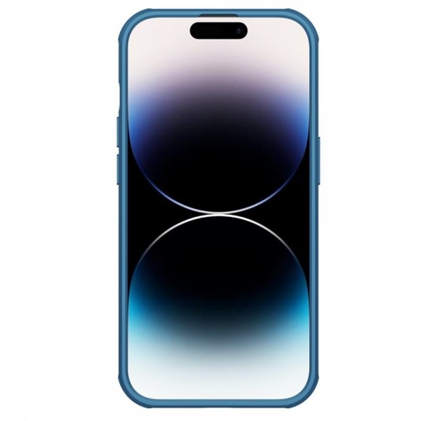 Nillkin iPhone 15 Pro Kuori Super Frosted Shield Pro Logoreikä Sininen