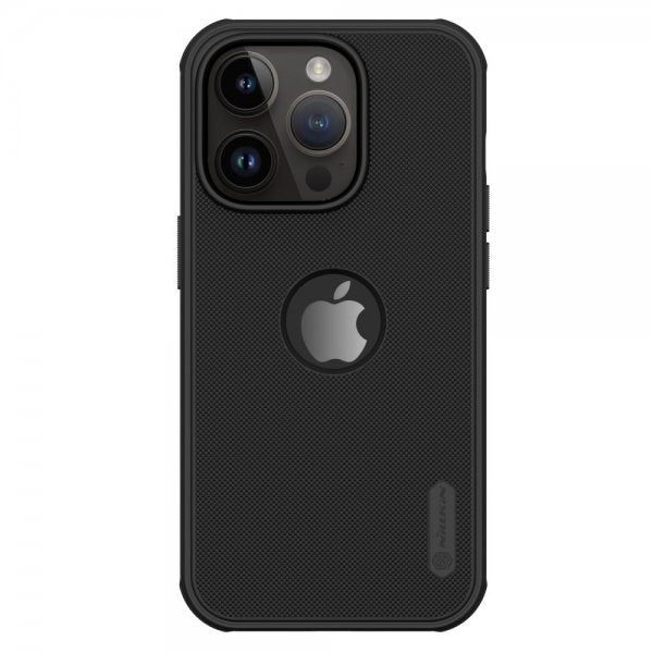 Nillkin iPhone 15 Pro Kuori Super Frosted Shield Pro Logoaukko Musta