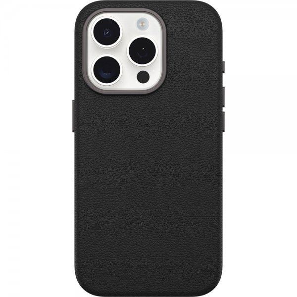 Otterbox iPhone 15 Pro -suojakuori Symmetry Cactus Leather MagSafe Noir Ash