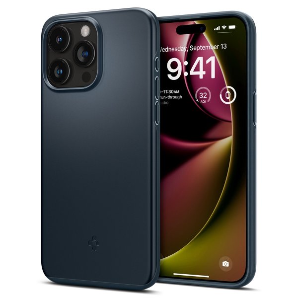 Spigen iPhone 15 Pro Thin Fit -suojakuori, Metal Slate
