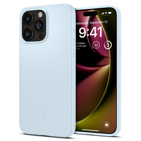 Spigen iPhone 15 Pro -suojakuori, Thin Fit, Mute Blue