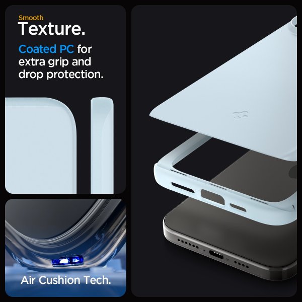 Spigen iPhone 15 Pro -suojakuori, Thin Fit, Mute Blue