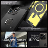 Spigen iPhone 15 Pro -suojakuori Tough Armor MagFit Musta