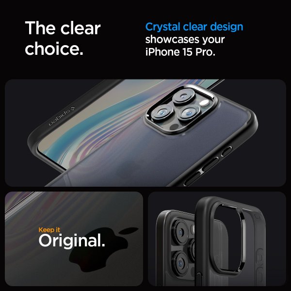 Spigen iPhone 15 Pro -suojakuori Ultra Hybrid Frost Black