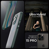 Spigen iPhone 15 Pro -suojakuori Ultra Hybrid Frost Green