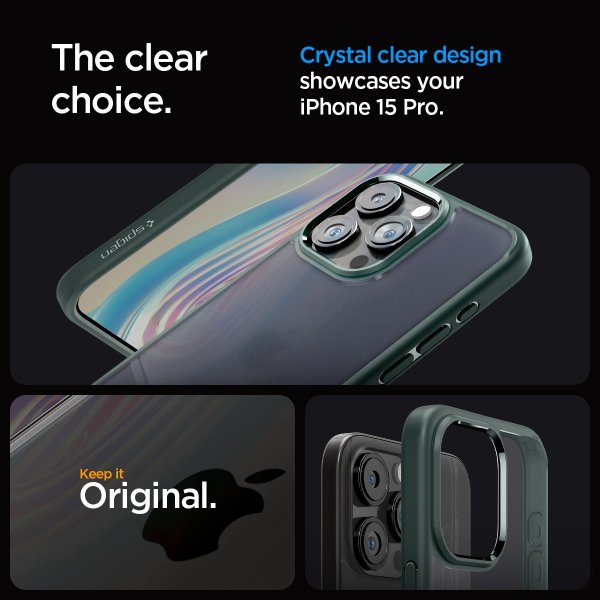Spigen iPhone 15 Pro -suojakuori Ultra Hybrid Frost Green