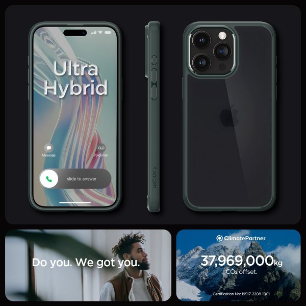 Spigen iPhone 15 Pro -suojakuori Ultra Hybrid Frost Green