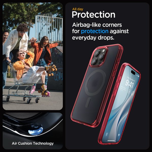 Spigen iPhone 15 Pro -suojakuori Ultra Hybrid MagFit Frost Deep Red