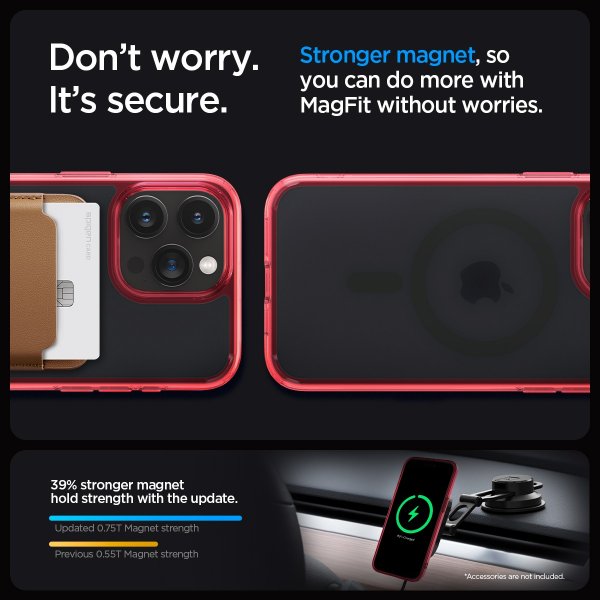 Spigen iPhone 15 Pro -suojakuori Ultra Hybrid MagFit Frost Deep Red