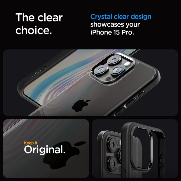 Spigen iPhone 15 Pro -suojakuori Ultra Hybrid Matte, matta musta