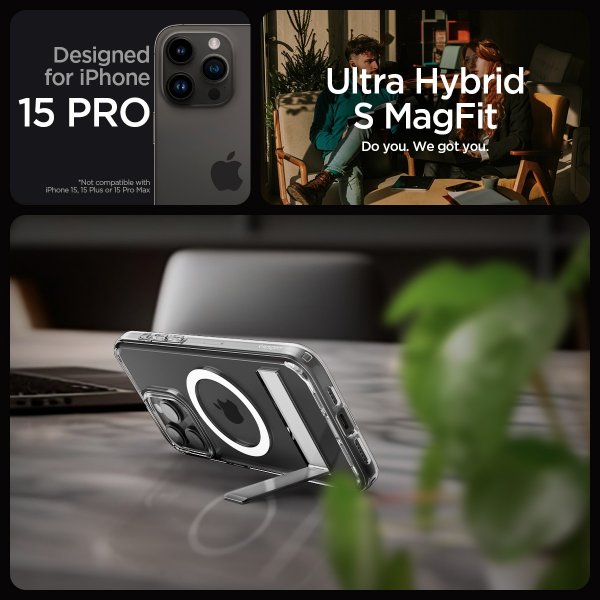 Spigen iPhone 15 Pro Ultra Hybrid S MagFit Crystal Clear -kuori