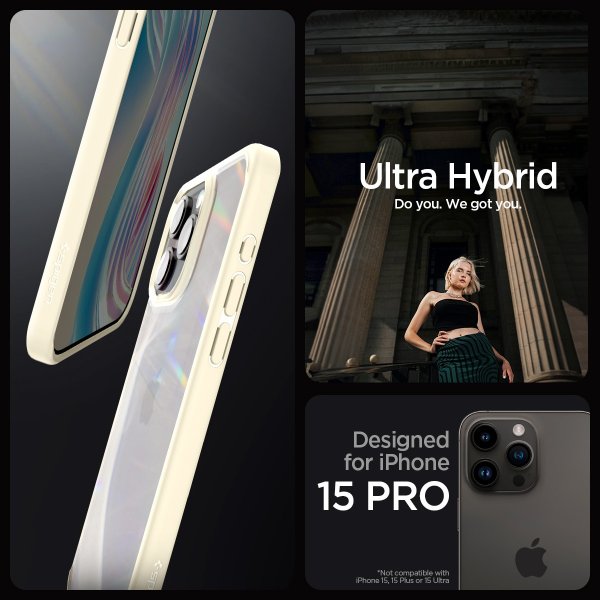 Spigen iPhone 15 Pro Ultra Hybrid Suojakuori Mute Beige