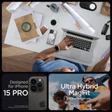 Spigen iPhone 15 Pro -suojakuori Ultra Hybrid Zero One MagFit, valkoinen