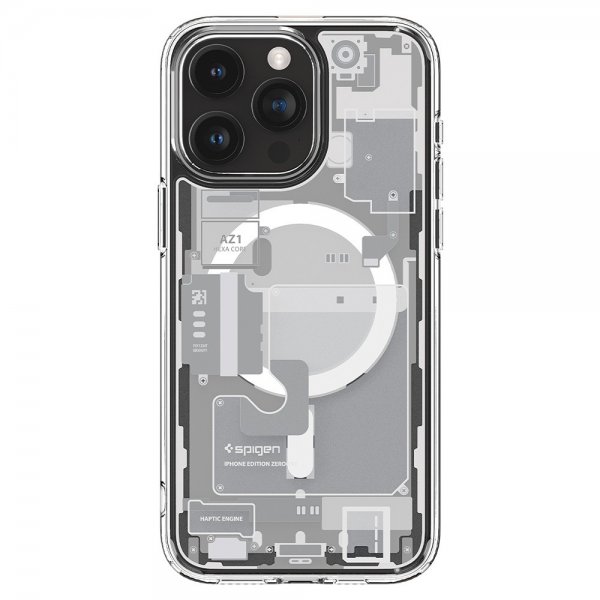 Spigen iPhone 15 Pro -suojakuori Ultra Hybrid Zero One MagFit, valkoinen