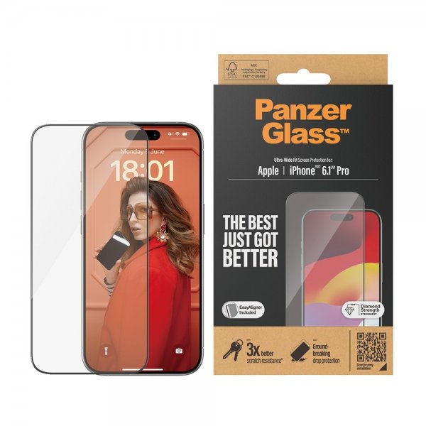 PanzerGlass iPhone 15 Pro Näytönsuoja Ultra-Wide Fit EasyAligner