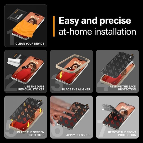 PanzerGlass iPhone 15 Pro Näytönsuoja Ultra-Wide Fit Privacy EasyAligner