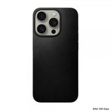 Nomad iPhone 15 Pro Skin Magnetic Leather Back Horween Musta