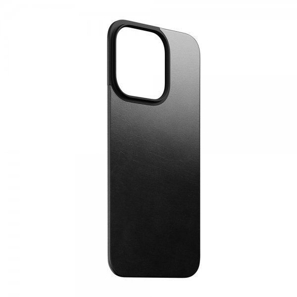 Nomad iPhone 15 Pro Skin Magnetic Leather Back Horween Musta
