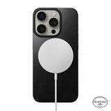 Nomad iPhone 15 Pro Skin Magnetic Leather Back Horween Musta