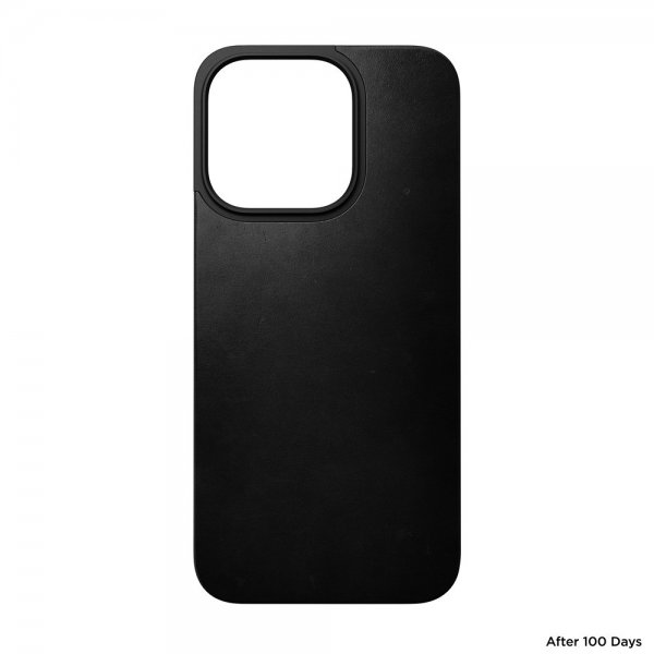 Nomad iPhone 15 Pro Skin Magnetic Leather Back Horween Musta