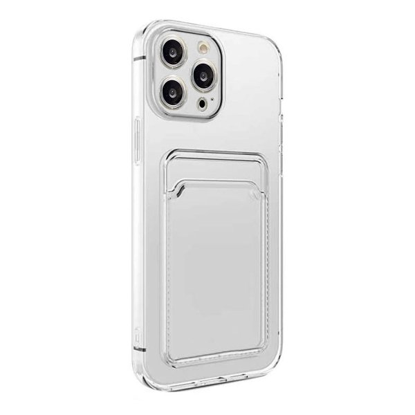 iPhone 15 Pro - Suojakuori korttipaikalla, iskunkestävä, läpinäkyvä