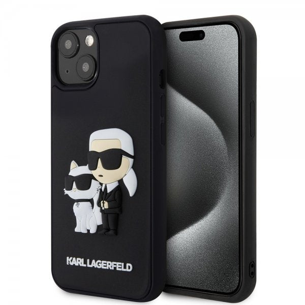 Karl Lagerfeld iPhone 15 -kuori 3D Rubber Karl & Choupette musta