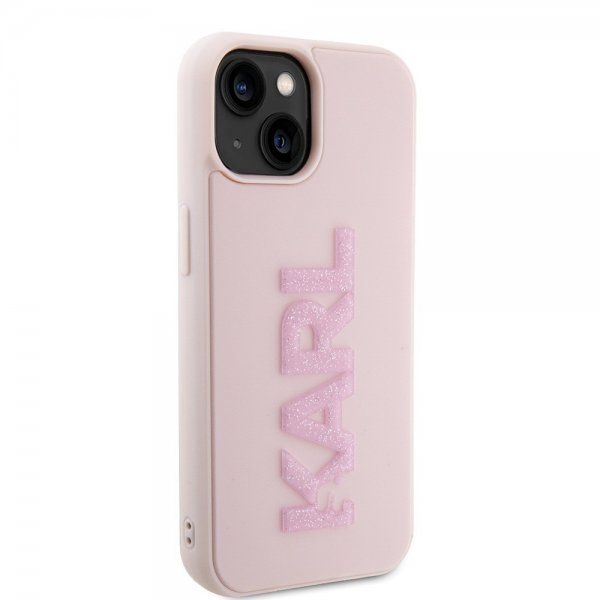 Karl Lagerfeld iPhone 15 -kuori 3D Rubber Karl Pink