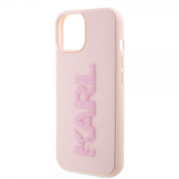 Karl Lagerfeld iPhone 15 -kuori 3D Rubber Karl Pink