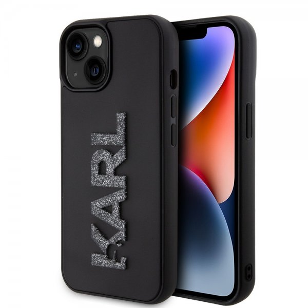 Karl Lagerfeld iPhone 15 -kuori 3D Rubber Karl Musta