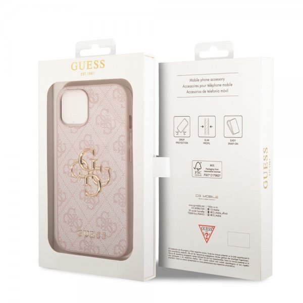 Guess iPhone 15 Kuoret 4G Logo Pinkki