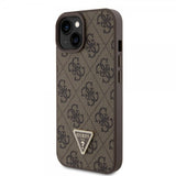 Guess iPhone 15 Kuori 4G Metal Triangle Strass Ruskea