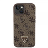 Guess iPhone 15 Kuori 4G Metal Triangle Strass Ruskea
