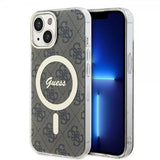 Guess iPhone 15 Kuoret 4G Pattern MagSafe Ruskea