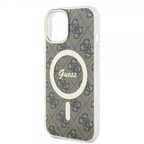 Guess iPhone 15 Kuoret 4G Pattern MagSafe Ruskea