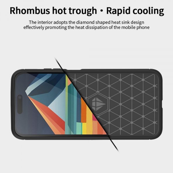 Mofi iPhone 15 Kuoret Harjattu Hiilikuitukuvioitu Musta