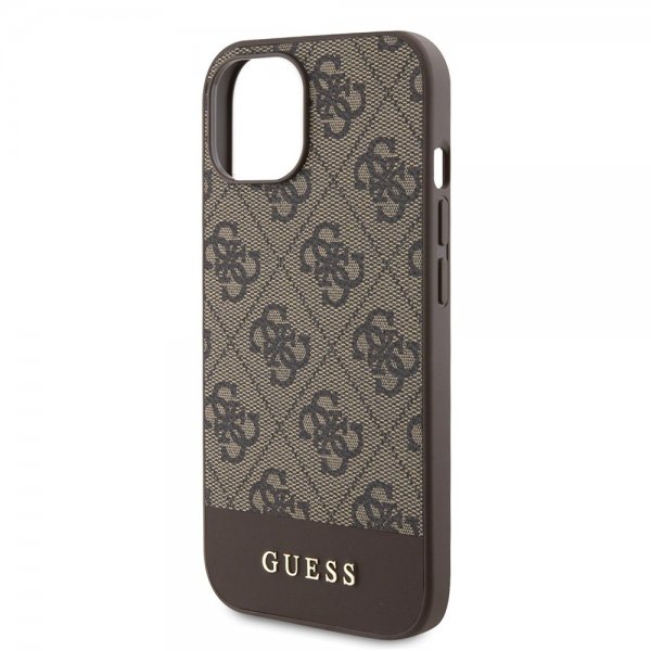 Guess iPhone 15 Kuoret Bottom Stripe MagSafe Ruskea
