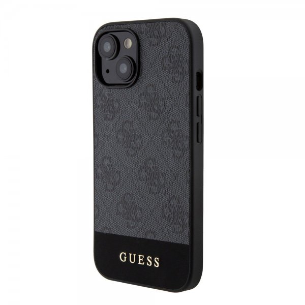 Guess iPhone 15 Kuori Bottom Stripe MagSafe Musta