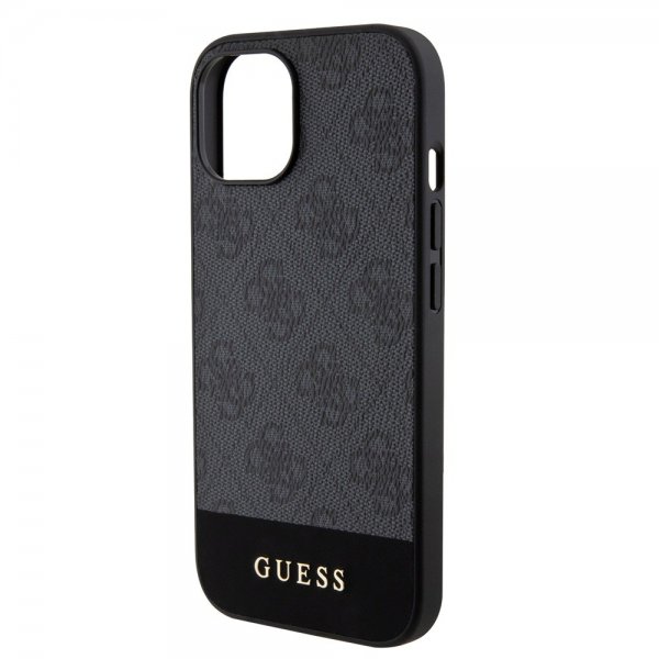 Guess iPhone 15 Kuori Bottom Stripe MagSafe Musta