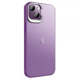 X-Level iPhone 15 -kuori jalustalla ja kamerakehyksellä, violetti