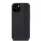 Mercedes Benz iPhone 15 Kuori Carbon Effect Leather Stripe AMG Musta