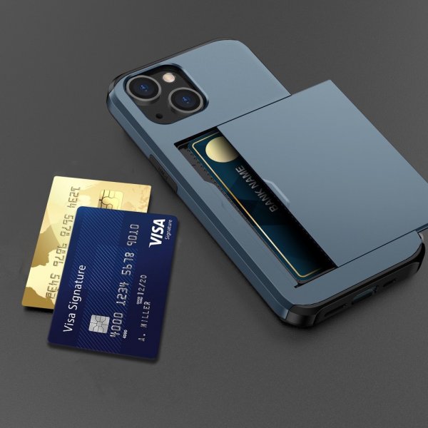iPhone 15 Kuoret Card Slide Sininen