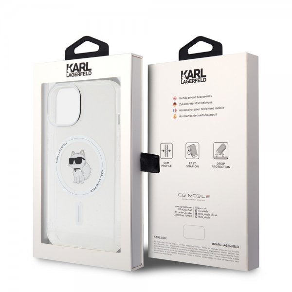 Karl Lagerfeld iPhone 15 -kuori Choupette MagSafe, läpinäkyvä
