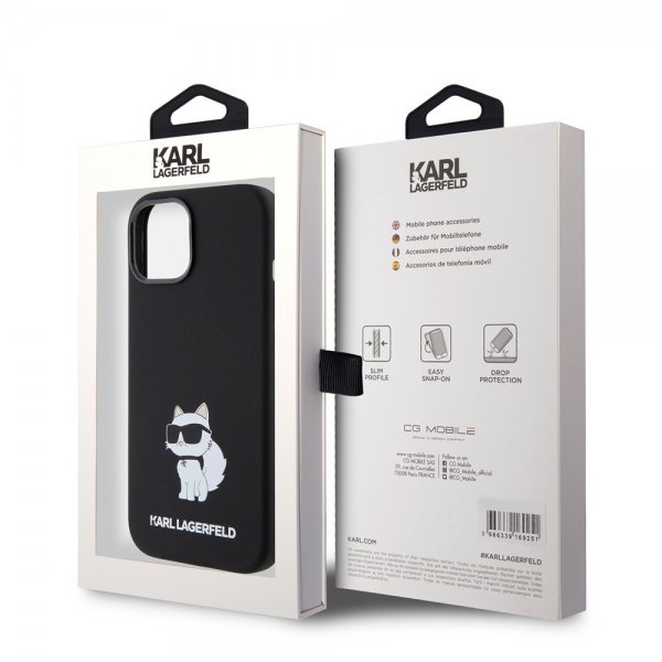 Karl Lagerfeld iPhone 15 -kuori Choupette NFT Musta