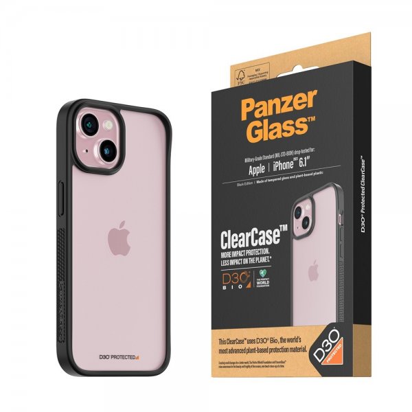 PanzerGlass iPhone 15 ClearCase -suojakuori D3O Musta