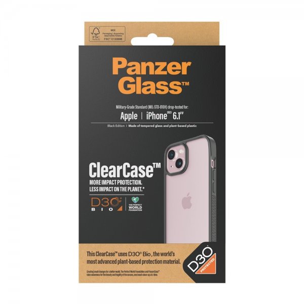 PanzerGlass iPhone 15 ClearCase -suojakuori D3O Musta