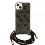 Guess iPhone 15 Kuoret Crossbody Cord Ruskea
