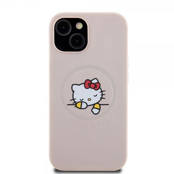 Hello Kitty iPhone 15 -kuori, painettu logo, MagSafe, pinkki