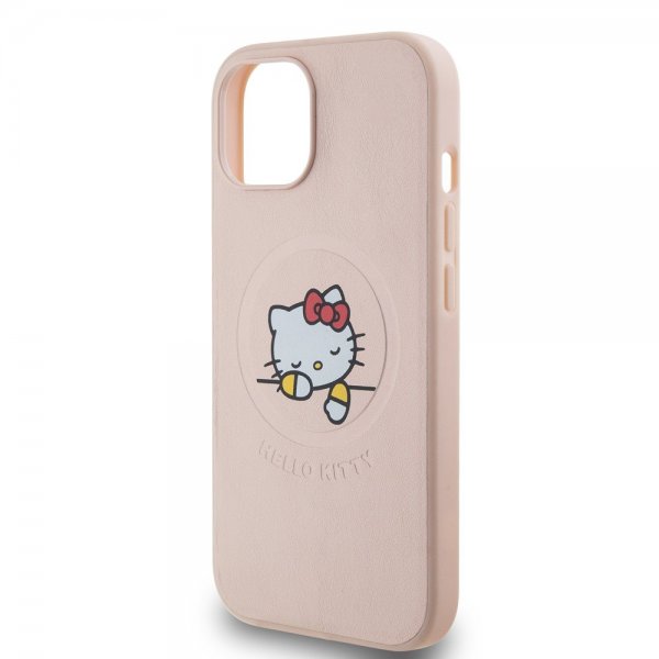 Hello Kitty iPhone 15 -kuori, painettu logo, MagSafe, pinkki